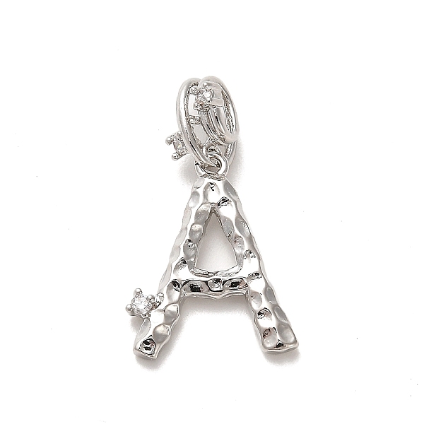 

PandaHall Rack Plating Brass Micro Pave Cubic Zirconia European Dangle Charms, Large Hole Letter Pendant, Platinum, Long-Lasting Plated..., Clear