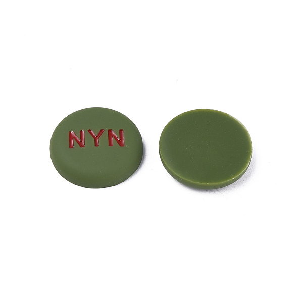 

PandaHall Acrylic Enamel Cabochons, Flat Round with Word NYN, Dark Olive Green, 21x5mm Acrylic Flat Round