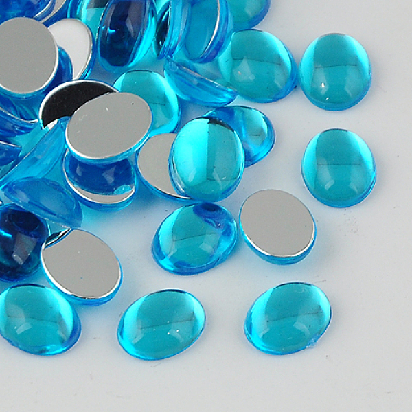

PandaHall Scrapbook Embellishments Garment Accessories Taiwan Acrylic Rhinestone Cabochons, Flat Back, Oval, Deep Sky Blue, 18x13x5mm...