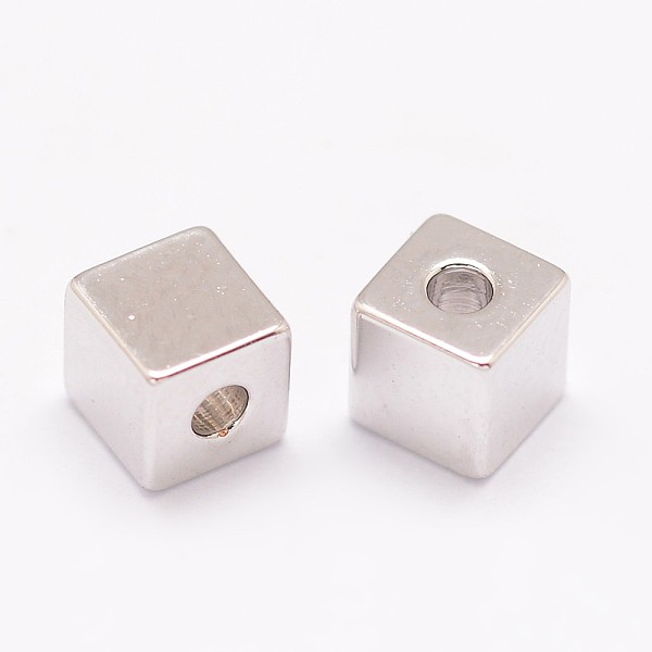 

PandaHall Brass Beads, Cadmium Free & Nickel Free & Lead Free, Cube, Platinum, 4x4x4mm, Hole: 1.5mm Brass Cube