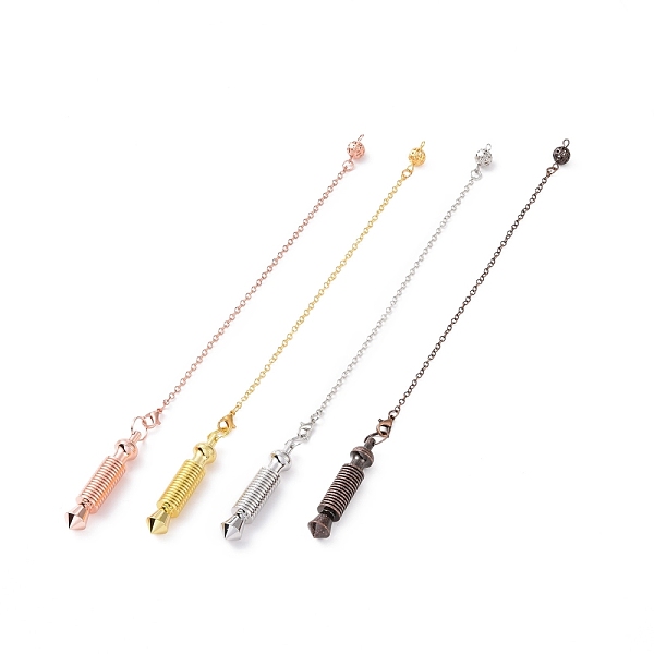 

PandaHall Brass Coil Dowsing Pendulums, Spiral Pendulum, with Lobster Claw Clasps, Pointed Cone, Cadmium Free & Lead Free, Mixed Color...