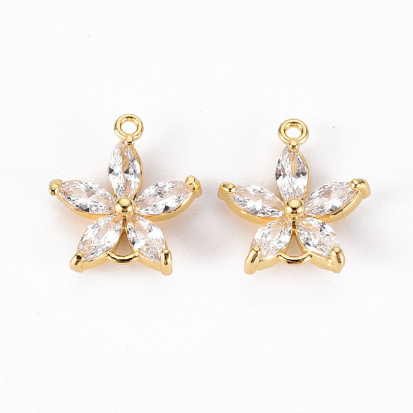 

PandaHall Brass Micro Pave Clear Cubic Zirconia Link Connectors, Nickel Free, Flower, Real 18K Gold Plated, 15.5x14x4mm, Hole: 1.2mm...