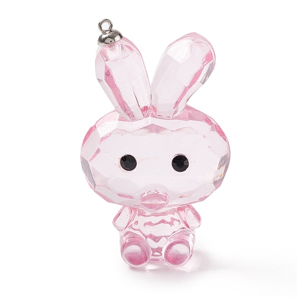 

PandaHall Transparent Acrylic Rhinestone Big Pendants, with Alloy Findings, Faceted, Rabbit, Pink, 59.5x35.5x24mm, Hole: 1.6mm Acrylic...