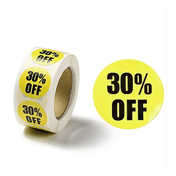

PandaHall 30% Off Discount Round Dot Roll Stickers, Self-Adhesive Paper Percent Off Stickers, for Retail Store, Yellow, 66x27mm, Stickers...
