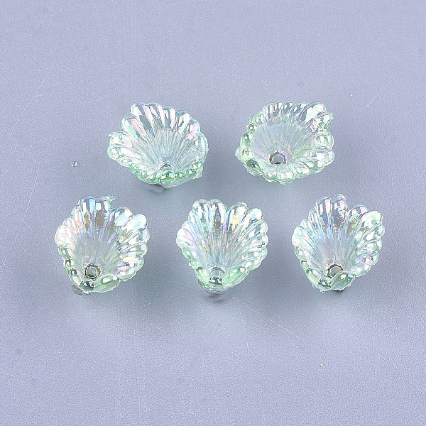 

PandaHall Transparent Acrylic Bead Caps, AB Color, Flower, Aquamarine, 10x12x12mm, Hole: 1.2mm, about 1960pcs/500g Acrylic Green