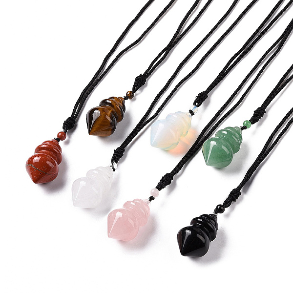 

PandaHall Gemstone Pendant Necklace with Nylon Cord for Women, 31.89~34.65 inch(81~88cm) Gemstone