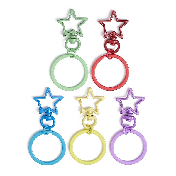 

PandaHall Iron Keychains, Alloy Star Pendant Keychain, Mixed Color, 65.5mm Alloy Star Multicolor