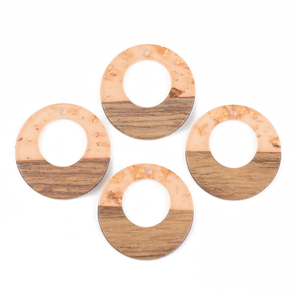 

PandaHall Transparent Resin & Walnut Wood Pendants, with Gold Foil, Flat Round, Dark Salmon, 28x3mm, Hole: 2mm Resin+Wood Flat Round Red