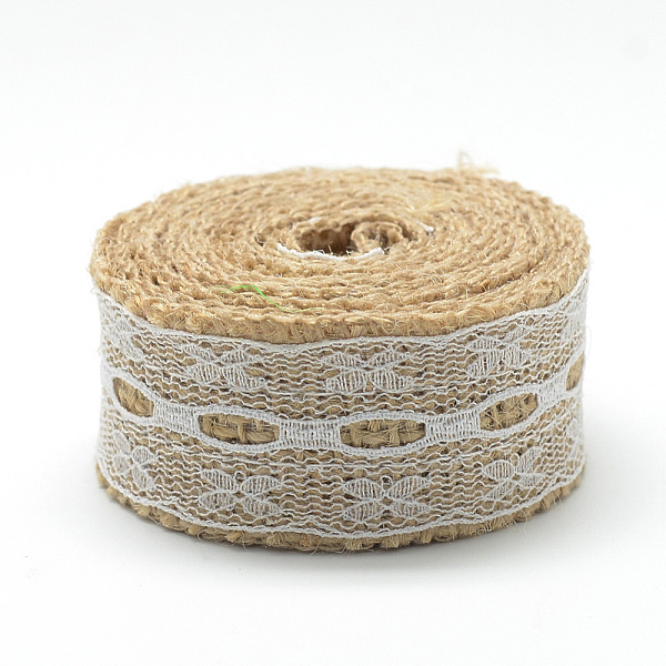 

PandaHall Burlap Ribbon, Hessian Ribbon, Jute Ribbon, with Lace, for Jewelry Making, Tan, 1-1/8 inch(27~28mm), about 2.187yards/roll..., Orange