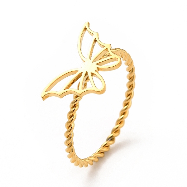 

PandaHall 304 Stainless Steel Signet Finger Ring, Twisted Round Ring for Women, Butterfly Pattern, US Size 6 3/4(17.1mm) 304 Stainless Steel...