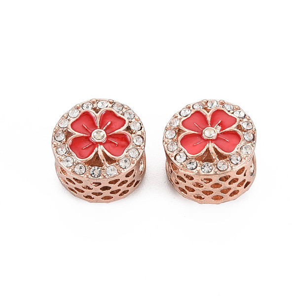 

PandaHall Rack Plating Alloy European Beads, with Crystal Rhinestone & Red Enamel, Large Hole Beads, Cadmium Free & Nickel Free & Lead Free...