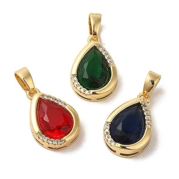 

PandaHall Brass Micro Pave Cubic Zirconia Pendants, with Glass, Real 18K Gold Plated, Teardrop, Mixed Color, 15.5x10x5mm, Hole: 5x2.5mm..., Multicolor