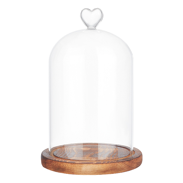 

PandaHall Heart Glass Dome Cover, Decorative Display Case, Cloche Bell Jar Terrarium with Wood Base, Clear, 220mm Glass Heart Clear