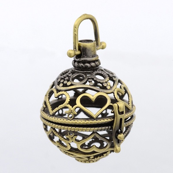 

PandaHall Round with Heart Brass Hollow Cage Pendants, For Chime Ball Pendant Necklaces Making, Lead Free & Cadmium Free &Nickel Free...