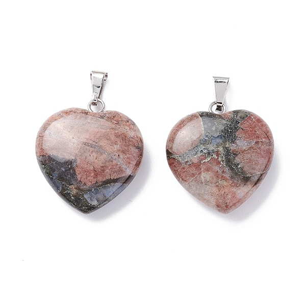 

PandaHall Natural Glaucophane Pendants, Heart, with Brass Findings, Platinum, 22~23x20~20.5x6~7.5mm, Hole: 5x8mm Gemstone Heart