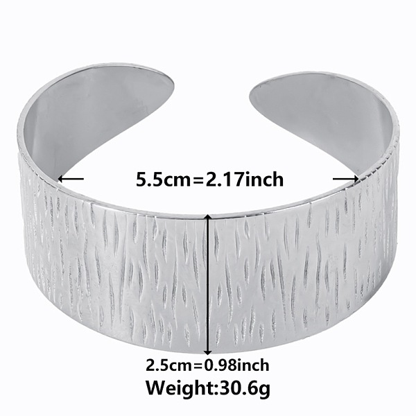 

PandaHall Vintage Texture 304 Stainless Steel Cuff Bangles for Women Stainless Steel