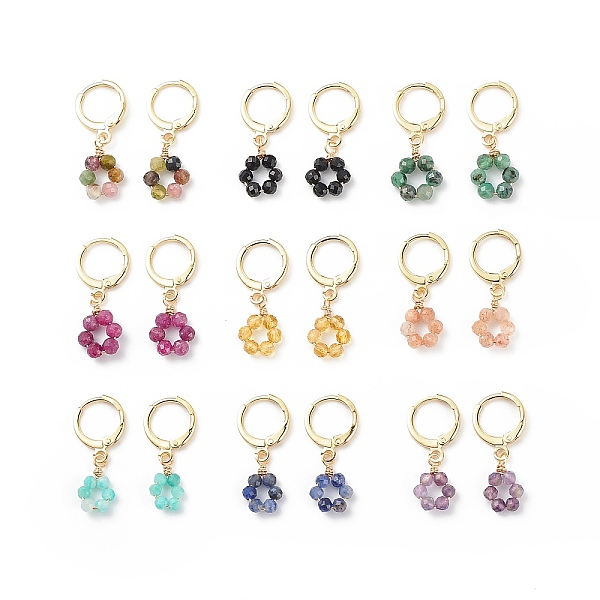 

PandaHall 9 Pairs 3 Style Natural Mixed Gemstone Beaded Ring Dangle Leverback Earrings, Brass Wire Wrap Jewelry for Women, Golden, 25mm, Pin..., Multicolor