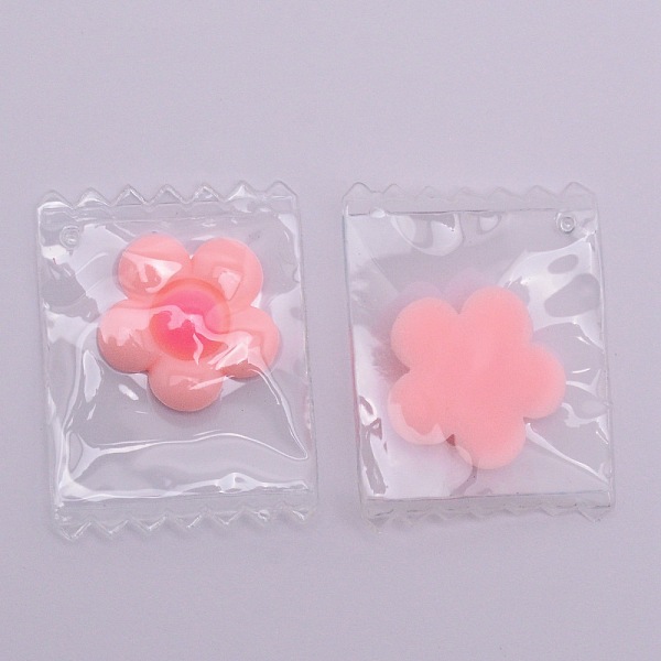 

PandaHall Resin Pendants, with Clear Plastic Bags, Flower, Pink, 37x28.5x5.4mm, Hole: 2mm Resin Flower Pink