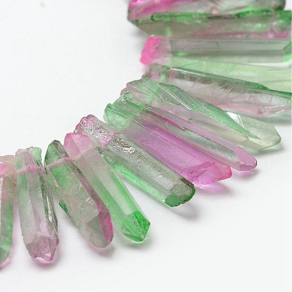

PandaHall Electroplate Natural Quartz Crystal Beads Strands, Dyed, Faceted, Nuggets, Green, 23~47x8.5~9.5x8~10mm, Hole: 2mm, 15.7 inch(40cm)...