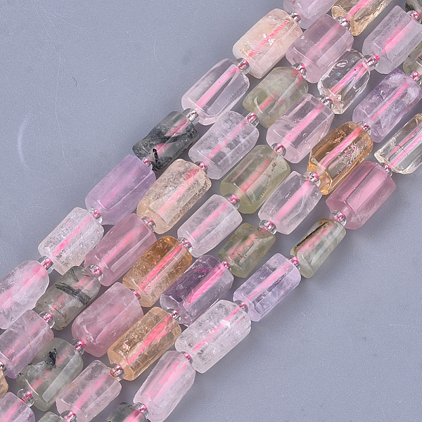 PandaHall Natural Mixed Quartz Beads Strands, Faceted, Column, 9.5~11x6.5~8x7~8mm, Hole: 0.8mm, about 15~17pcs/strand, 7.28~7.48 inch Other...