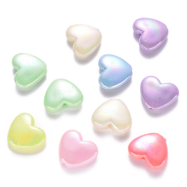 

PandaHall Opaque Acrylic Beads, AB Color Plated, Heart, Mixed Color, 14x15.5x5mm, Hole: 1.6mm, about 840pcs/500g Acrylic Heart Multicolor