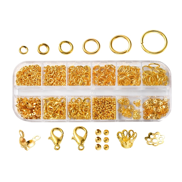 

PandaHall DIY Jewelry Making Finding Kit, Including Brass Jump Rings, Zinc Alloy Lobster Claw Clasps, Iron Spacer & Bead Caps & Bead Tips...