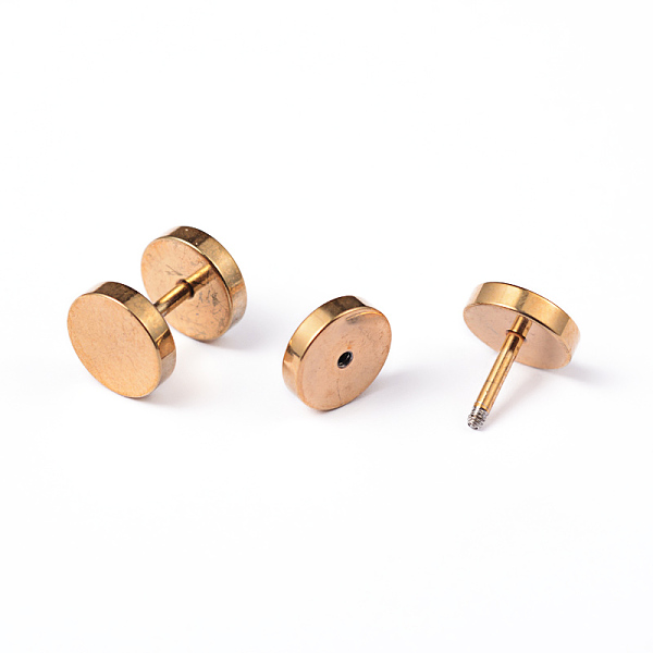 

PandaHall Flat Round 304 Stainless Steel Barbell Cartilage Earrings, Screw Back Earrings, Golden, 11x8mm, Pin: 1mm 304 Stainless Steel