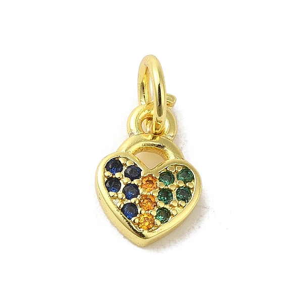 

PandaHall Real 18K Gold Plated Brass Pave Cubic Zirconia Pendants, with Jump Rings, Heart, Colorful, 9.5x7x2mm, Hole: 3mm Brass+Cubic...