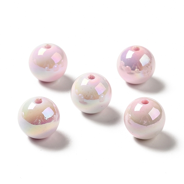 

PandaHall UV Plating Opaque Rainbow Iridescent Acrylic Beads, Round, Pink, 15~15.5x15.5~16mm, Hole: 2.7~2.8mm Acrylic Round Pink