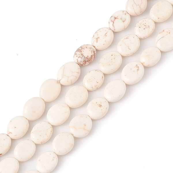 

PandaHall Natural Howlite Beads Strands, Flat Oval, Linen, 9x7~8x3~4mm, Hole: 0.6mm, about 43pcs/strand, 15.35''~15.71''(39~39.9cm) Howlite..., Brown