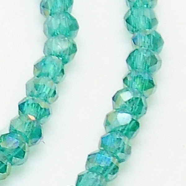 

PandaHall Electroplate Glass Beads Strands, AB Color Plated, Faceted, Rondelle, Light Sea Green, 2.5x2mm, Hole: 0.8mm, about...