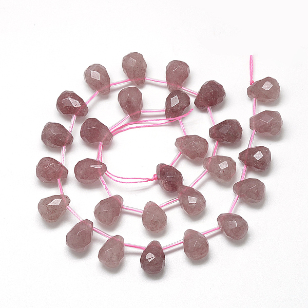 

PandaHall Natural Strawberry Quartz Beads Strands, Top Drilled Beads, Faceted Teardrop, 13~14x10~11mm, Hole: 1mm, about 28pcs/strand, 15.7...