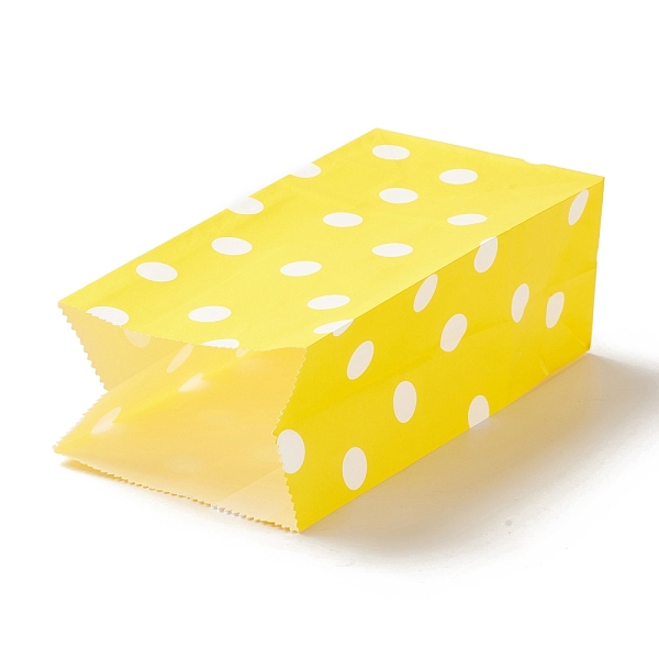 

PandaHall Rectangle Kraft Paper Bags, None Handles, Gift Bags, Polka Dot Pattern, Yellow, 9.1x5.8x17.9cm Paper Polka Dot Yellow