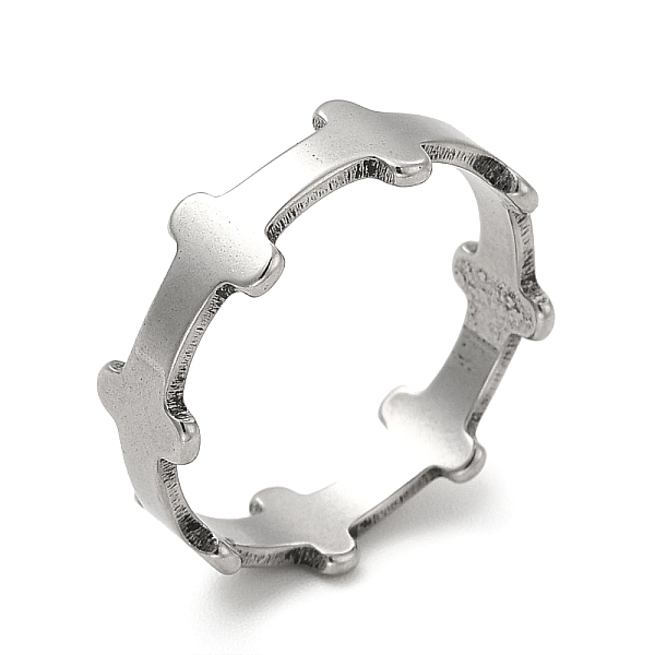 

PandaHall 201 Stainless Steel Dog Bone Wrap Finger Ring for Women, Stainless Steel Color, US Size 6(16.5mm) 201 Stainless Steel