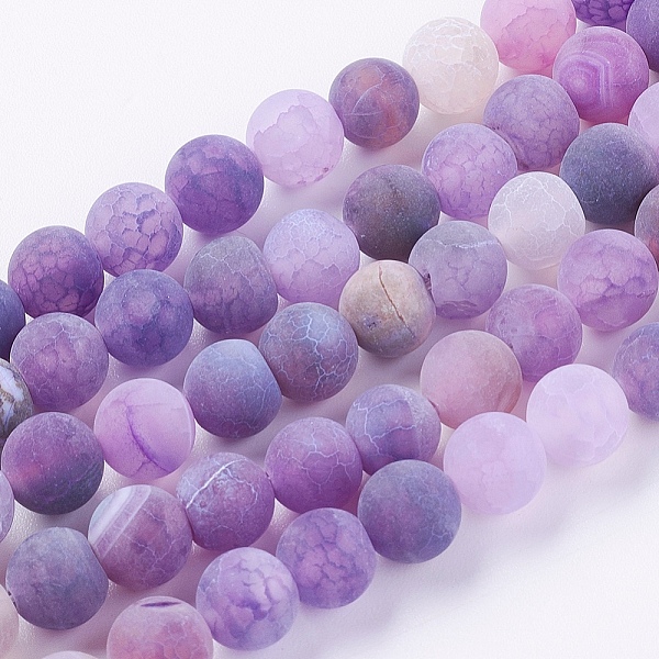 

PandaHall Natural Weathered Agate Beads Strands, Dyed, Frosted, Round, Dark Violet, 8mm, Hole: 1mm, about 46pcs/strand, 15 inch Weathered..., Purple