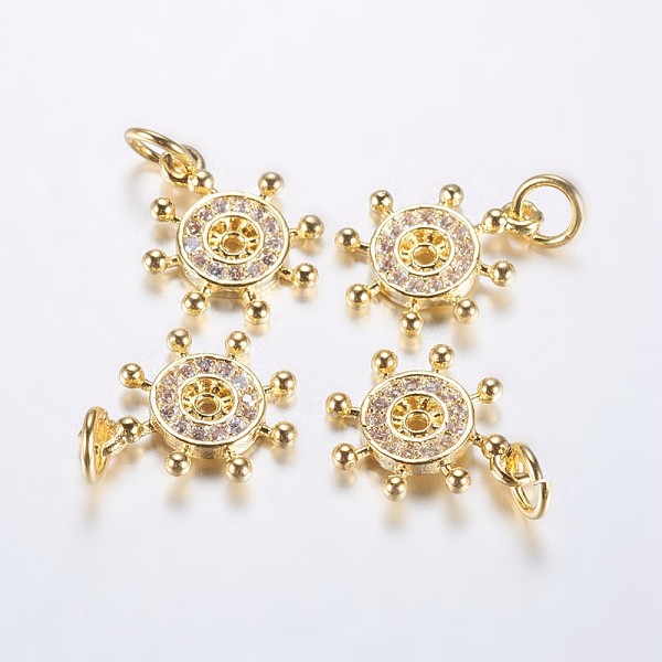 

PandaHall Long-Lasting Plated Brass Micro Pave Cubic Zirconia Charms, Helm, Real 18K Gold Plated, 14x12x1.5mm, Hole: 3mm Brass+Cubic..., Clear
