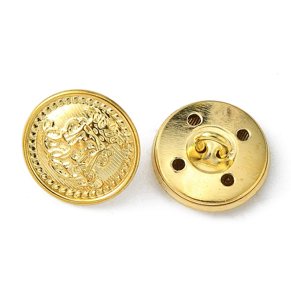 

PandaHall Brass Shank Buttons, Flat Round with Flower Pattern, Golden, 15mm Brass Flat Round