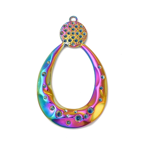 

PandaHall Ion Plating(IP) 304 Stainless Steel Big Pendant Rhinestone Settings, Teardrop, Rainbow Color, Fit For 1.4~2.5mm Rhinestone...