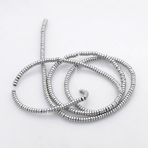 

PandaHall Electroplate Non-magnetic Synthetic Hematite Beads Strands, Heishi Beads, Flat Round/Disc, Platinum Plated, 2x1mm, Hole: 1mm...