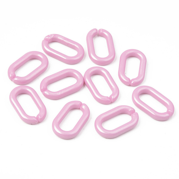

PandaHall Opaque Acrylic Linking Rings, Quick Link Connectors, For Jewelry Cable Chains Making, Oval, Flamingo, 27x16x4mm, Inner Diameter..., Pink