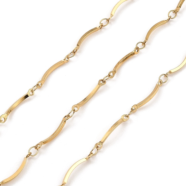 

PandaHall Ion Plating(IP) Handmade 304 Stainless Steel Curved Bar Link Chains, Soldered, with Spool, Golden, 15.5x1x1mm, Ring: 2mm, about...