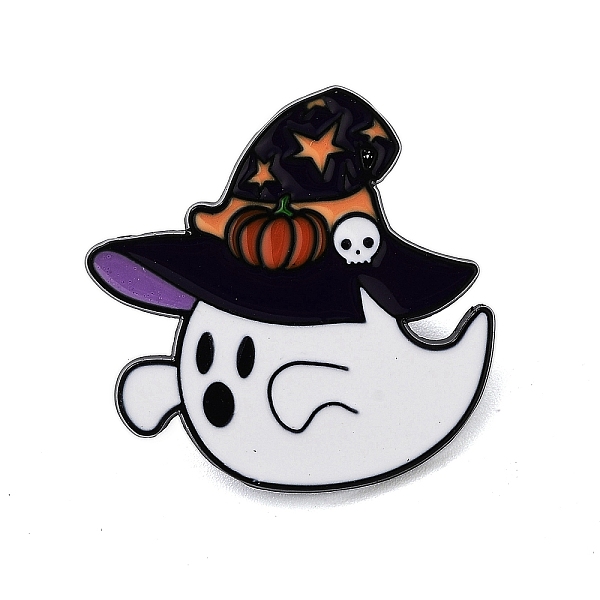 

PandaHall Halloween Theme Black Alloy Brooches, Enamel Pins, Ghost, 27x27.5x1.5mm Alloy+Enamel Ghost