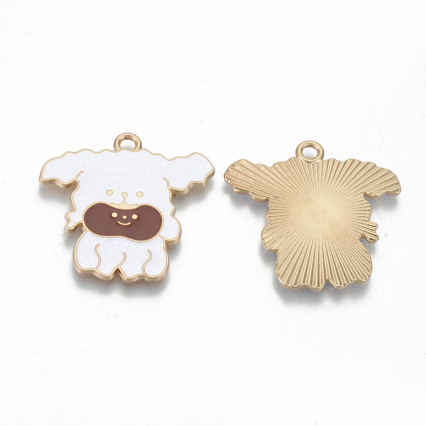 

PandaHall Alloy Enamel Pendants, Cadmium Free & Lead Free, Dog, Light Gold, White, 30x30x1.5mm, Hole: 2mm Alloy+Enamel Dog White