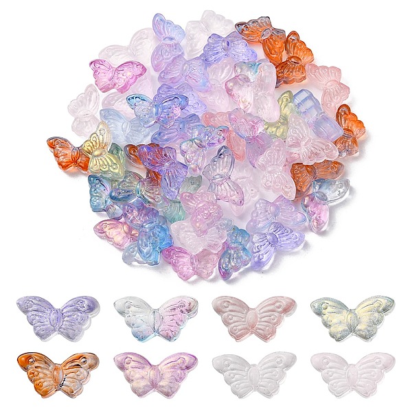 

PandaHall Transparent Spray Painted Glass Beads, Butterfly, Mixed Color, 8x15x4.5mm, Hole: 1mm Glass Butterfly Multicolor