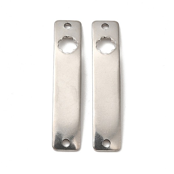 

PandaHall 201 Stainless Steel Connector Charms, Curved Rectangle Links with Hollow Pattern, Stainless Steel Color, Clover, 30x6x0.8mm, Hole...
