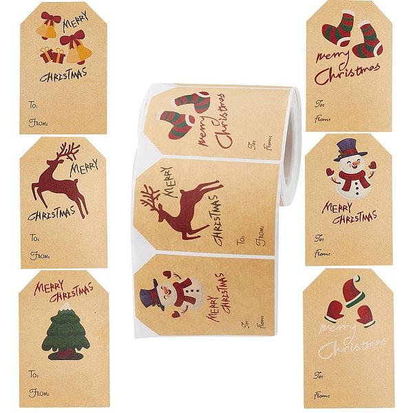 

PandaHall Gorgecraft 1 Roll 6 Patterns Christmas Themed Polygon Roll Stickers, Self-Adhesive Paper Gift Tag Stickers, for Party, Decorative...
