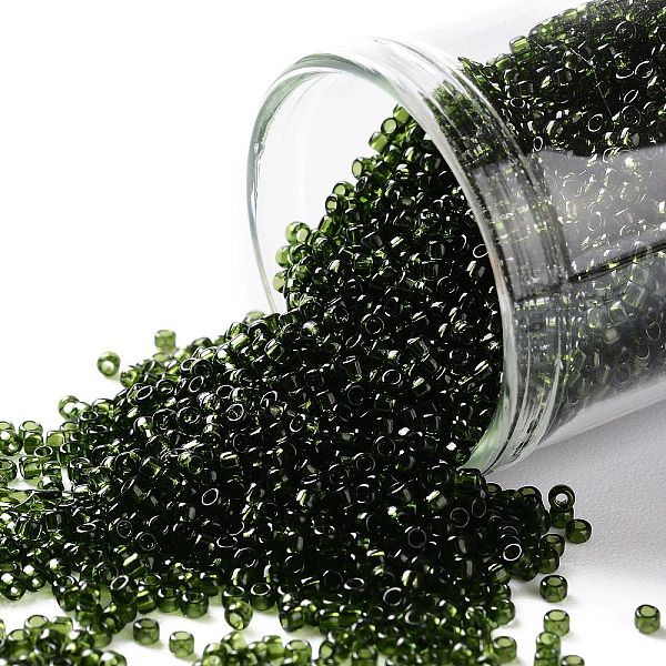 

PandaHall TOHO Round Seed Beads, Japanese Seed Beads, (940) Transparent Olivine, 15/0, 1.5mm, Hole: 0.7mm, about 3000pcs/10g Glass Green