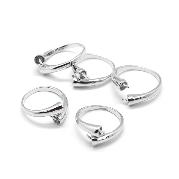

PandaHall Brass Finger Ring Components, Cuff Rings, Open Rings, For Half Drilled Beads, Adjustable, Platinum, 22mm Brass