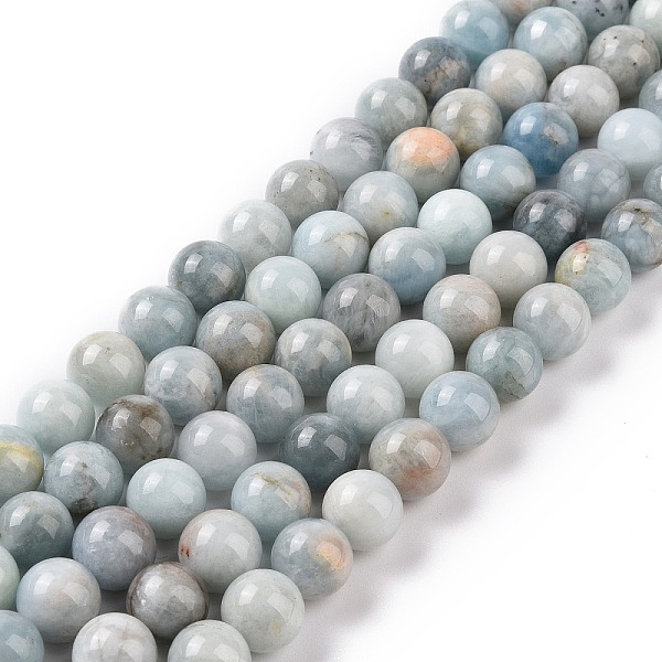 

PandaHall Natural Aquamarine Beads Strands, Round, Grade AB+, 10mm, Hole: 1mm, about 40pcs/strand, 15.79''(40.1cm) Aquamarine Round