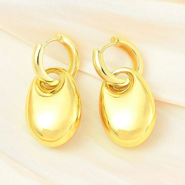 Oval Brass Hoop Ear… - image